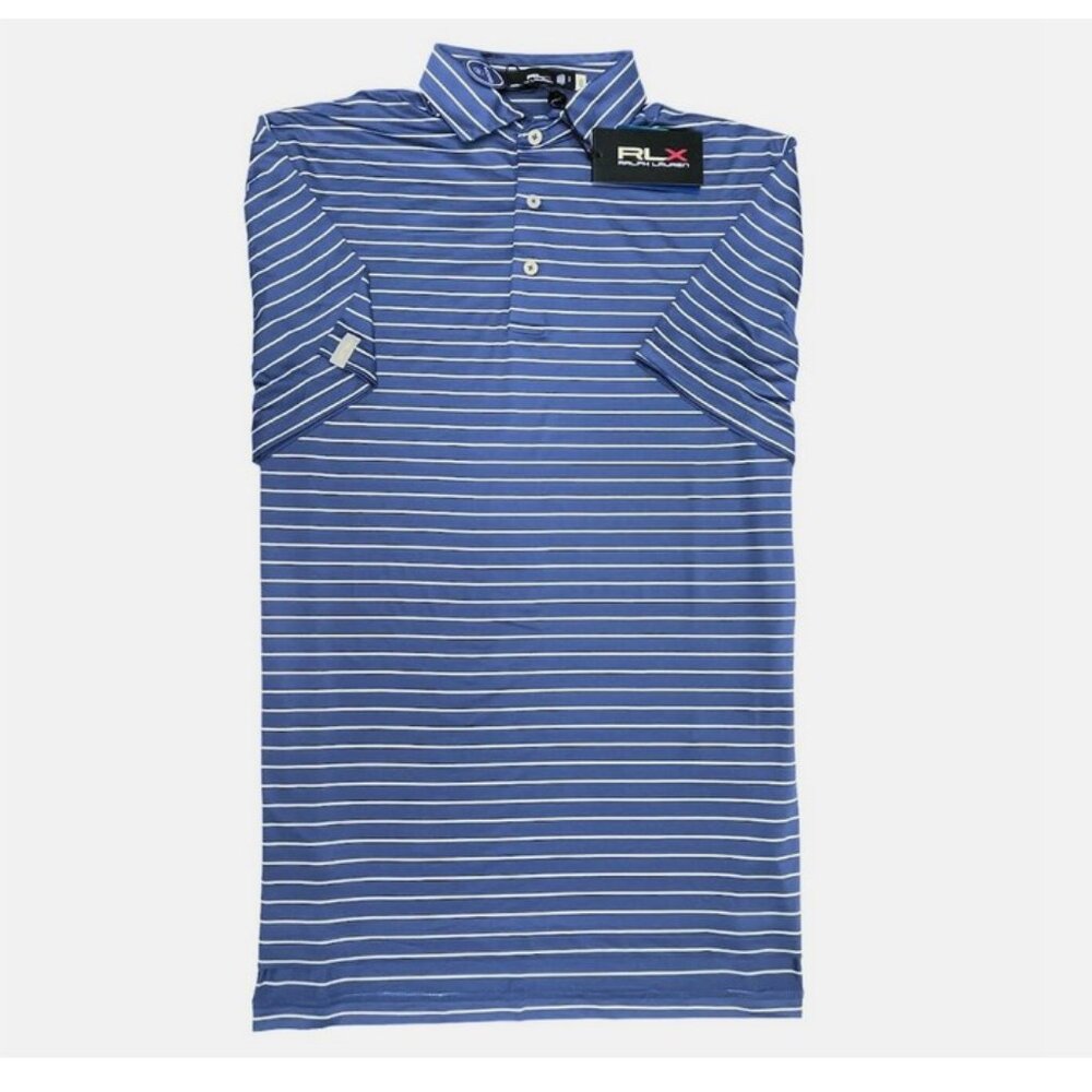RLX Polo Ralph Lauren Blue White Striped Short Sleeve Wicking Shirt $110 - Picture 2 of 6